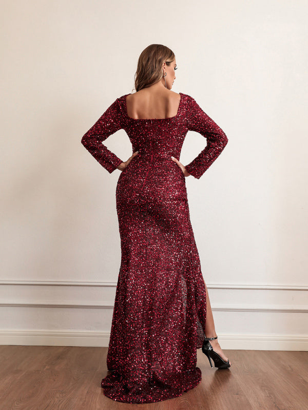 Woman'S New Long Sleeve Sequin Maxi Dress Dress