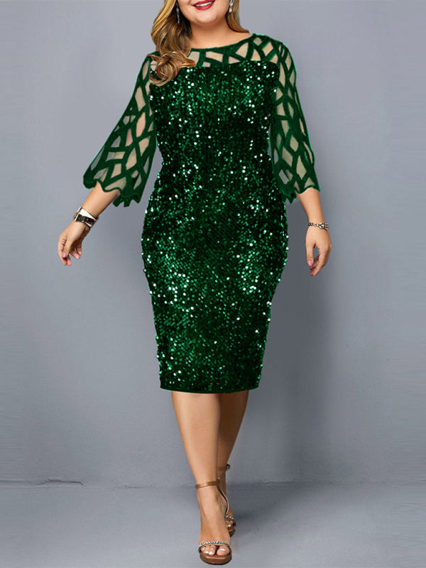 Women's Personalized Sequin Design Plus Size Dress