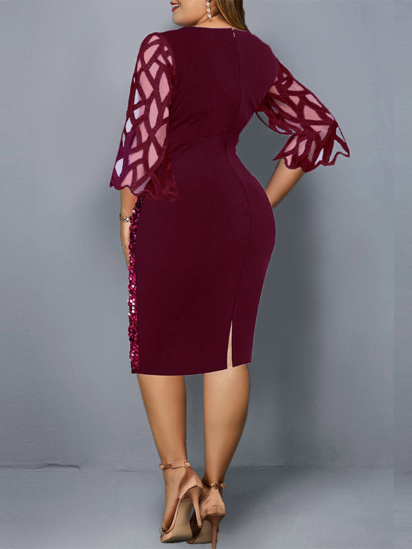 Women's Personalized Sequin Design Plus Size Dress