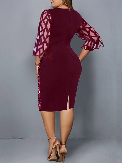 Women's Personalized Sequin Design Plus Size Dress