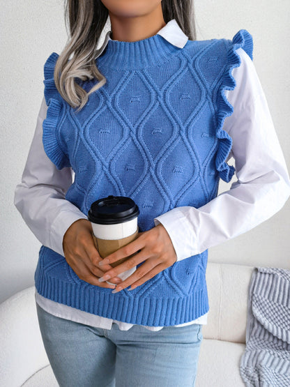 Women's fungus side diamond knitted vest sweater