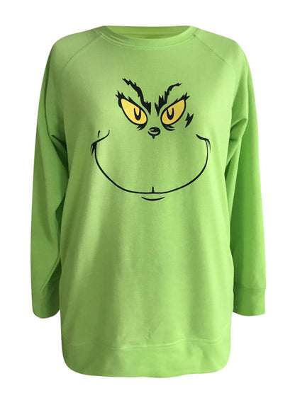 Women's Christmas Greg Grinch Print Long Sleeve Sweatshirt