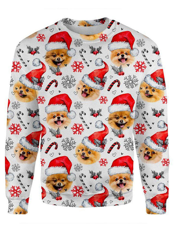 Women's Casual Christmas Print Crew Neck Long Sleeve T-Shirt