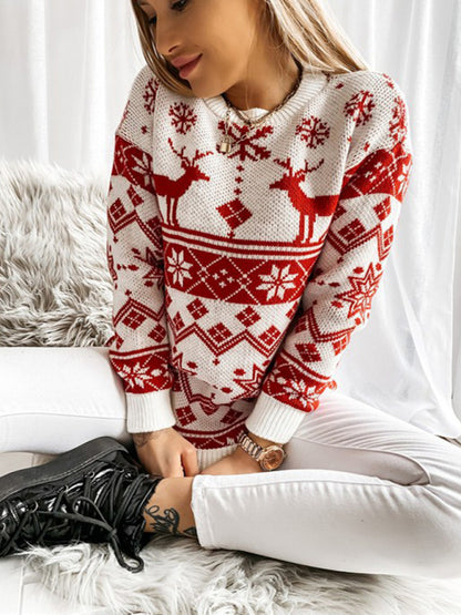 Women's fashion loose laced Christmas print pants