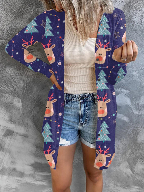 Women's Christmas themed printed jacket small cardigan