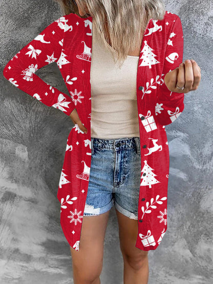 Women's Christmas themed printed jacket small cardigan