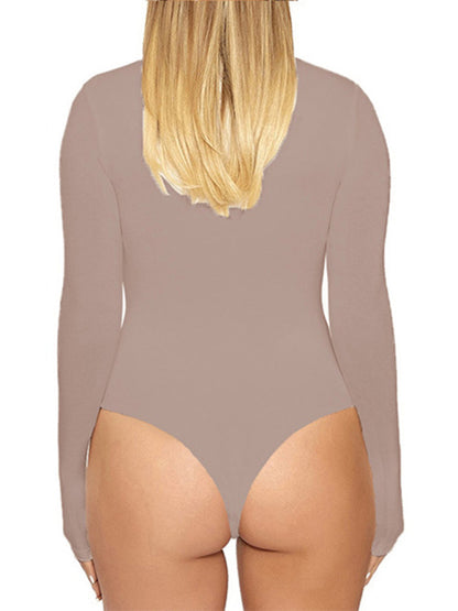 Women's casual bottoming tops long-sleeved tight-fitting jumpsuit