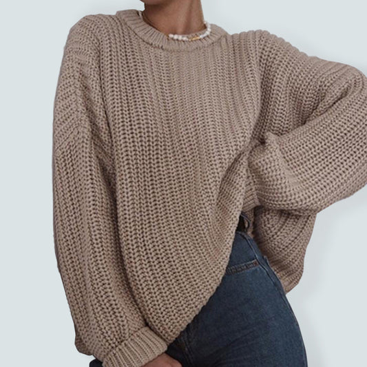 Women's Crew Neck Drop Sleeve Knit Sweatshirt