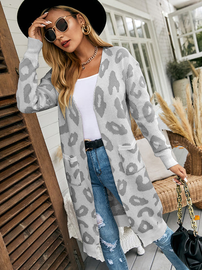 New leopard print knitted jacket cardigan women's sweater