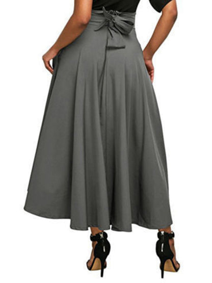 New style women's skirt solid color strap and ankle waist waist skirt