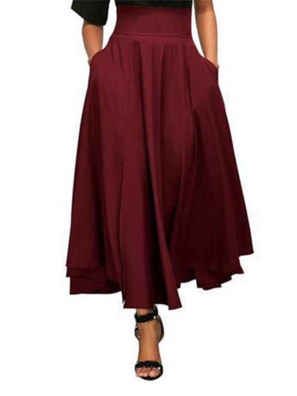 New style women's skirt solid color strap and ankle waist waist skirt