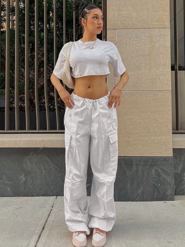 Large size loose straight overalls women's high waist wide leg casual pants