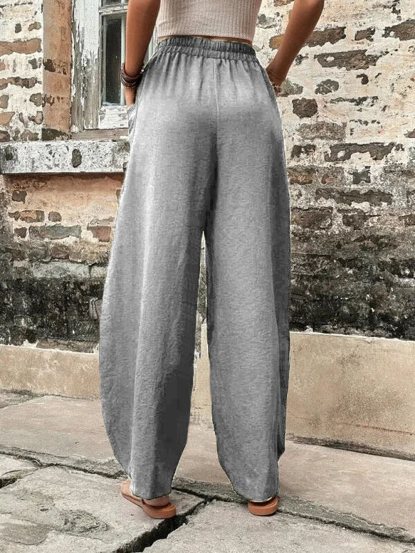 Women's Pants Solid Color Pocket Women's Casual Pants Elastic Pants Trousers