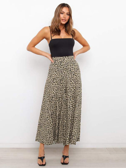 Women's casual fashion loose leopard print wide-leg pants