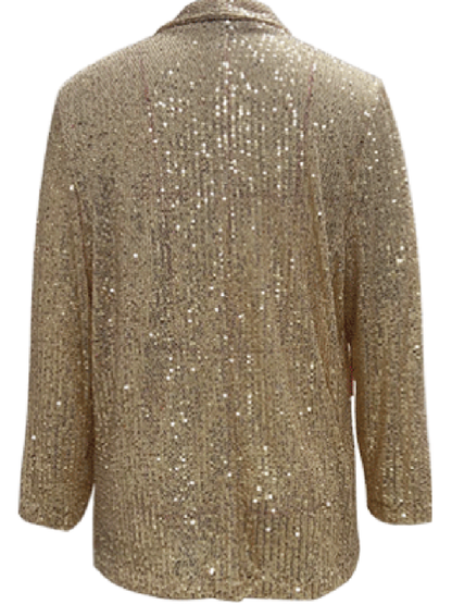 Women's sequined long-sleeved mid-length lapel blazer