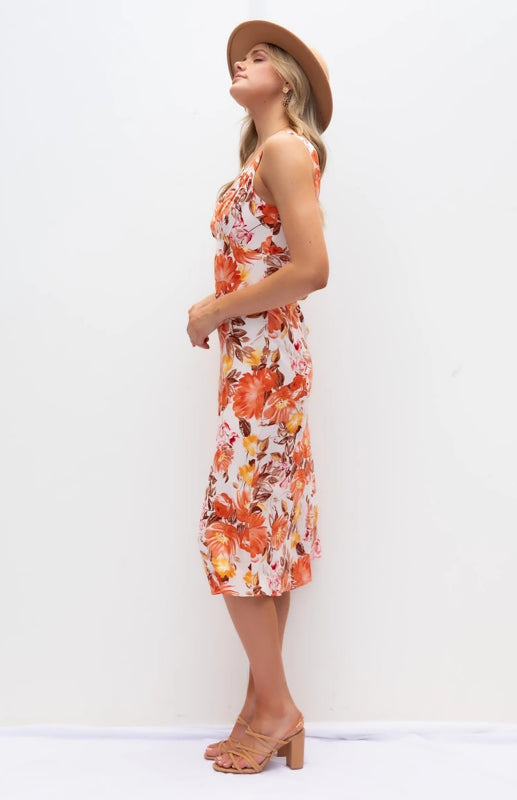 Women's Floral Deep V Sleeveless Dress