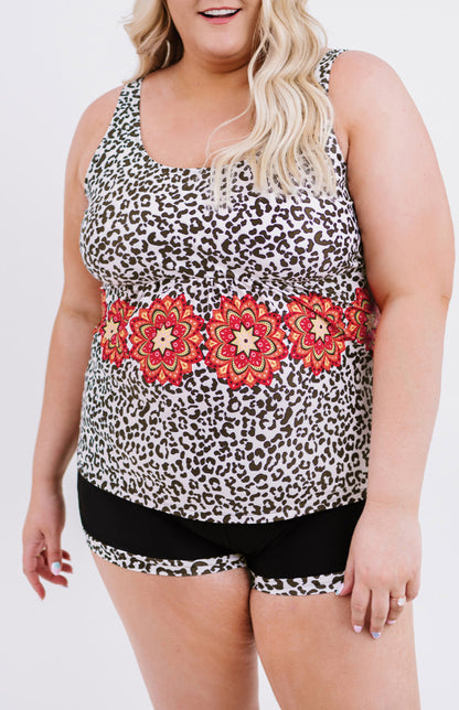 Leopard Sleeveless Plus Size Tankini