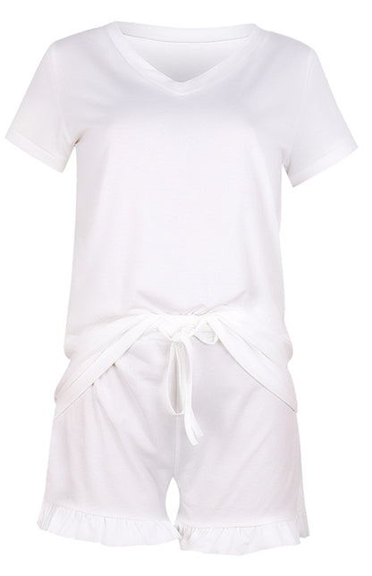 Women's Short Sleeves V-Neck Pajama Set