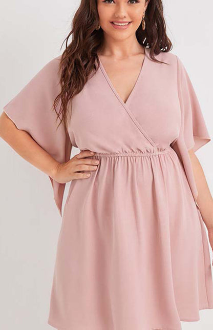 Women's Plus Size V Neck Short Sleeve Dress