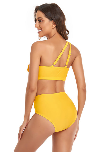 Women's Ruffled One-Shoulder Split Swimsuit