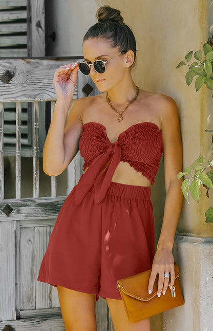 Sexy Wrap-Up Top And Shorts Two-Piece Suit