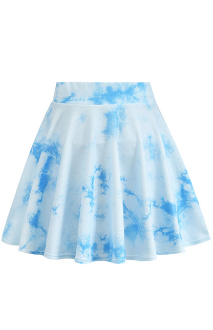 Ladies Casual Fashion Elastic Waist Tie Dye Printed Skirt