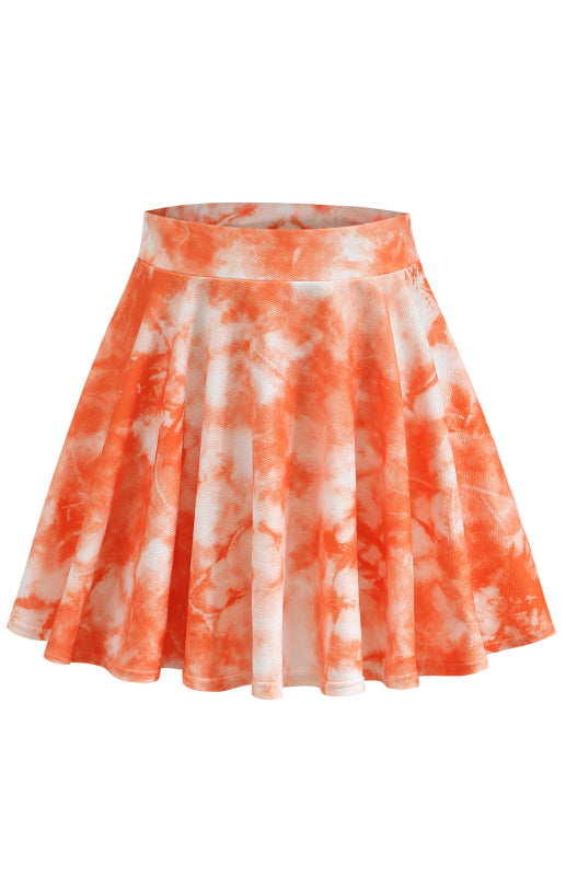 Ladies Casual Fashion Elastic Waist Tie Dye Printed Skirt