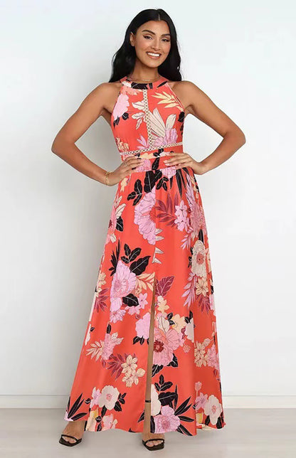 Women's Sleeveless Slit Floral Dress