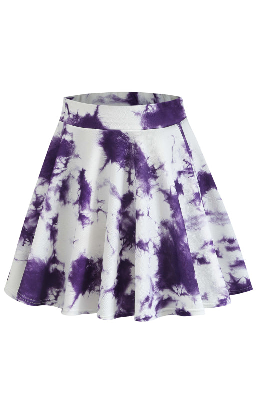 Ladies Casual Fashion Elastic Waist Tie Dye Printed Skirt