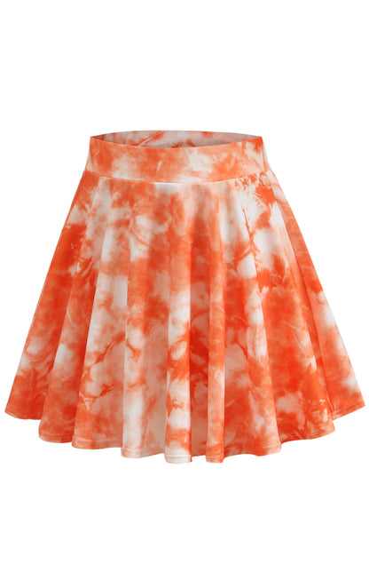 Ladies Casual Fashion Elastic Waist Tie Dye Printed Skirt