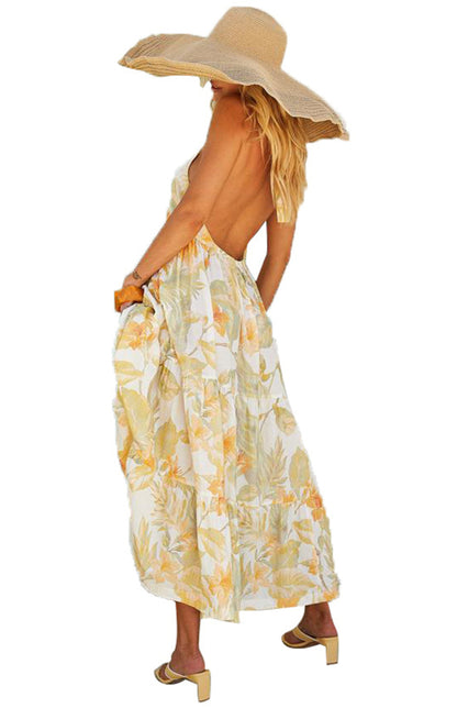 Women's Floral Print Backless Dress