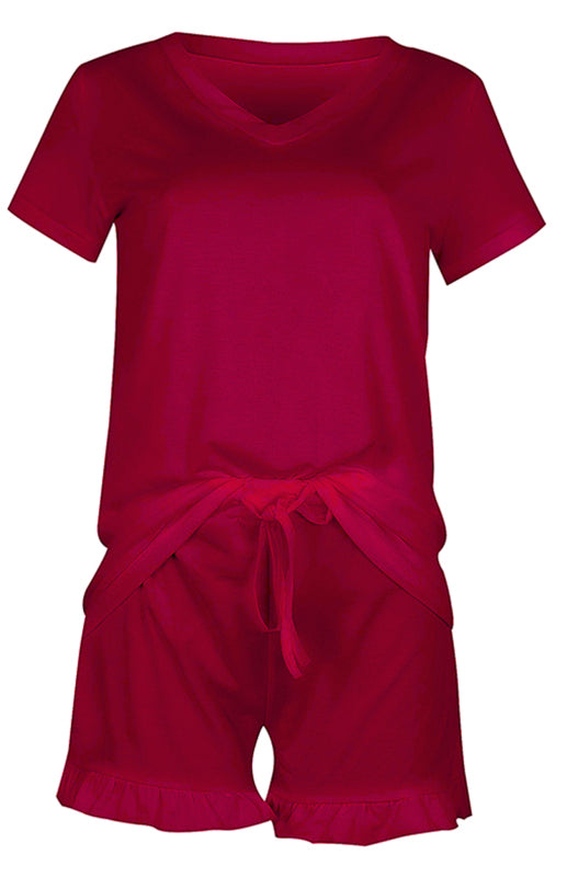 Women's Short Sleeves V-Neck Pajama Set