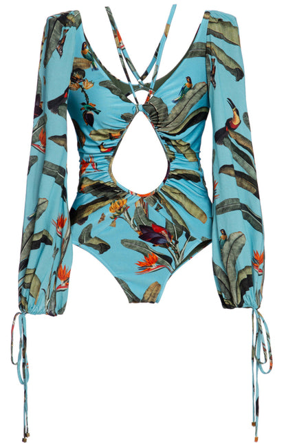 Women's Long-Sleeved, Sexy, One-Piece Print Bikini