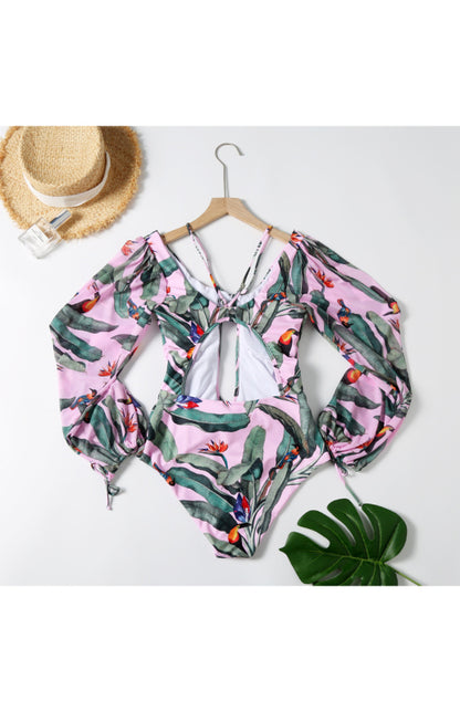 Women's Long-Sleeved, Sexy, One-Piece Print Bikini