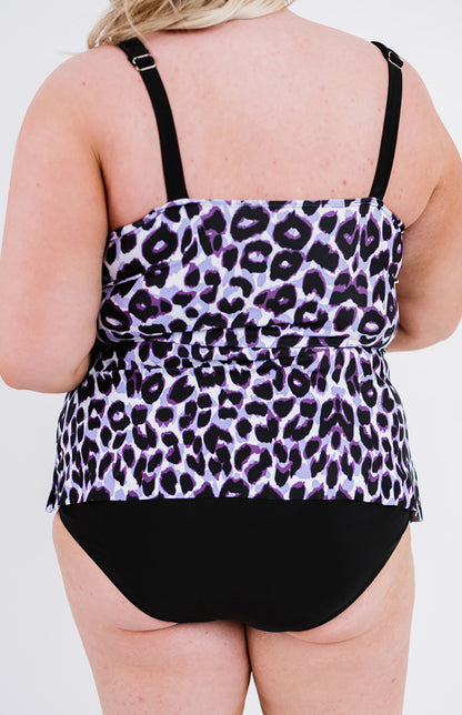 Black Leopard Splicing Plus Size Tankini