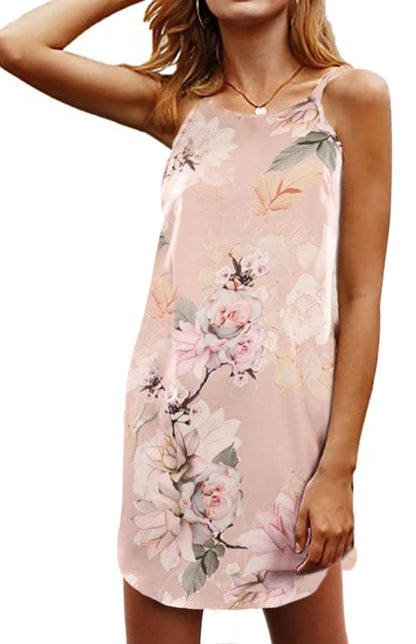 Women's Botanical Floral Print Navy Sleeveless Dress