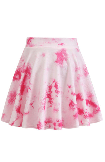 Ladies Casual Fashion Elastic Waist Tie Dye Printed Skirt