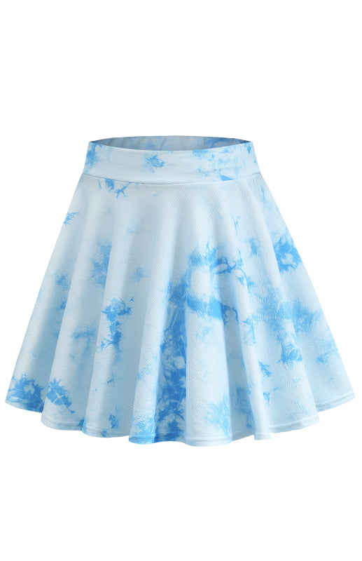 Ladies Casual Fashion Elastic Waist Tie Dye Printed Skirt