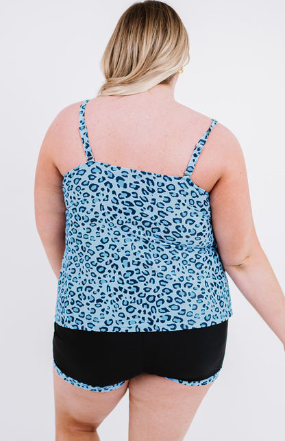 Plus Size Floral Leopard Tankini Set