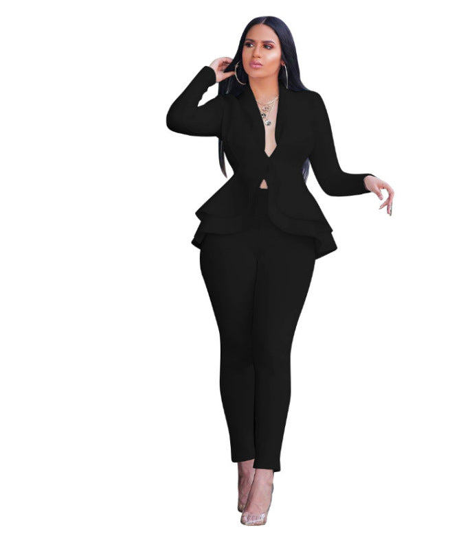 Fashion Ruffle Air Layer Professional Uniform Casual Suit