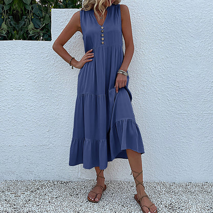 Women's Sundress Sleeveless Loose Casual Solid Color Dress