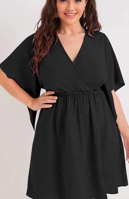 Women's Plus Size V Neck Short Sleeve Dress