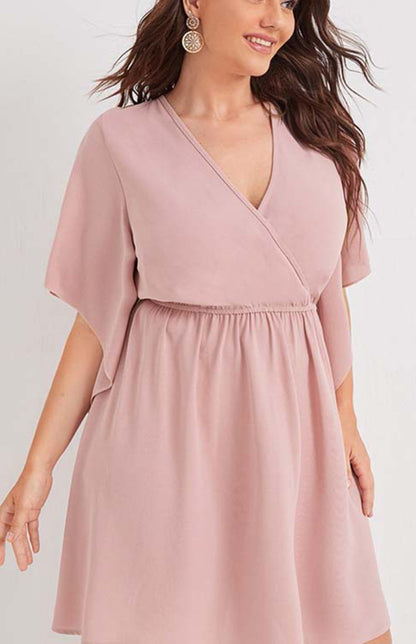 Women's Plus Size V Neck Short Sleeve Dress