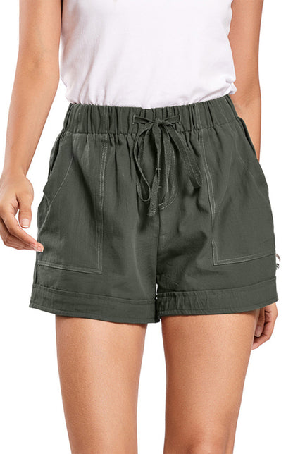 A-Line Lace-Up High-Waisted Wide Leg Shorts