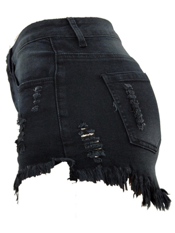 Women's ripped irregular frayed denim skirt