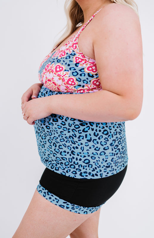 Plus Size Floral Leopard Tankini Set