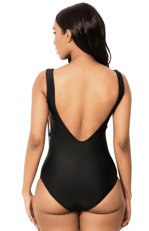 Women's Printed Backless One Piece Swimsuit