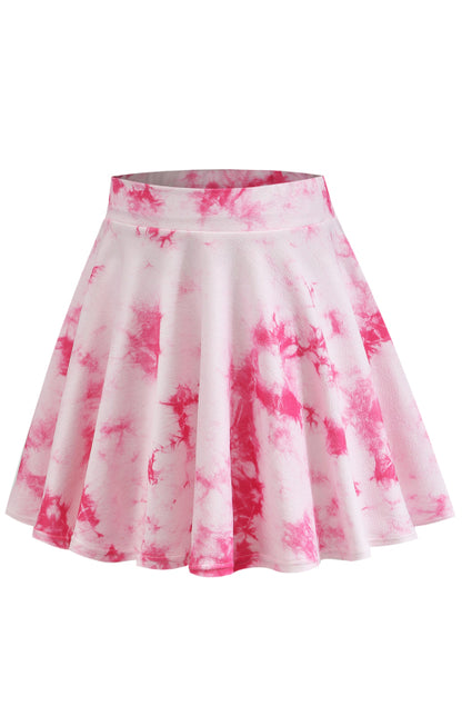 Ladies Casual Fashion Elastic Waist Tie Dye Printed Skirt