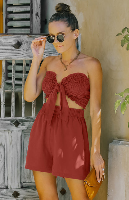 Sexy Wrap-Up Top And Shorts Two-Piece Suit