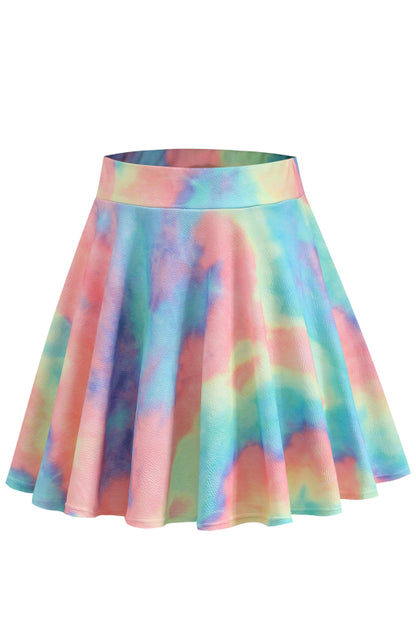 Ladies Casual Fashion Elastic Waist Tie Dye Printed Skirt